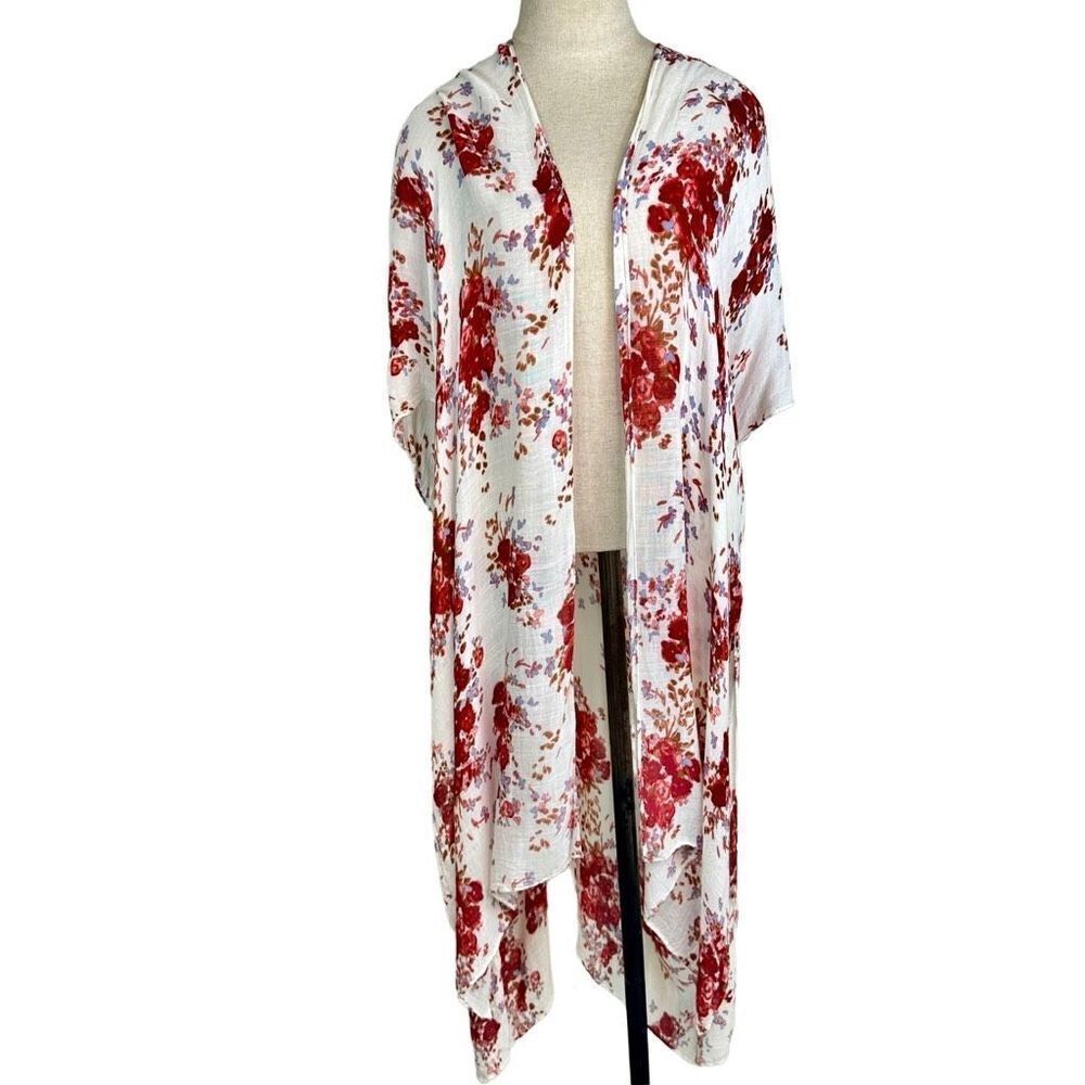 Angie‎ Womens Boho Rose Floral Cardigan Womens One Size Multicolored Viscose